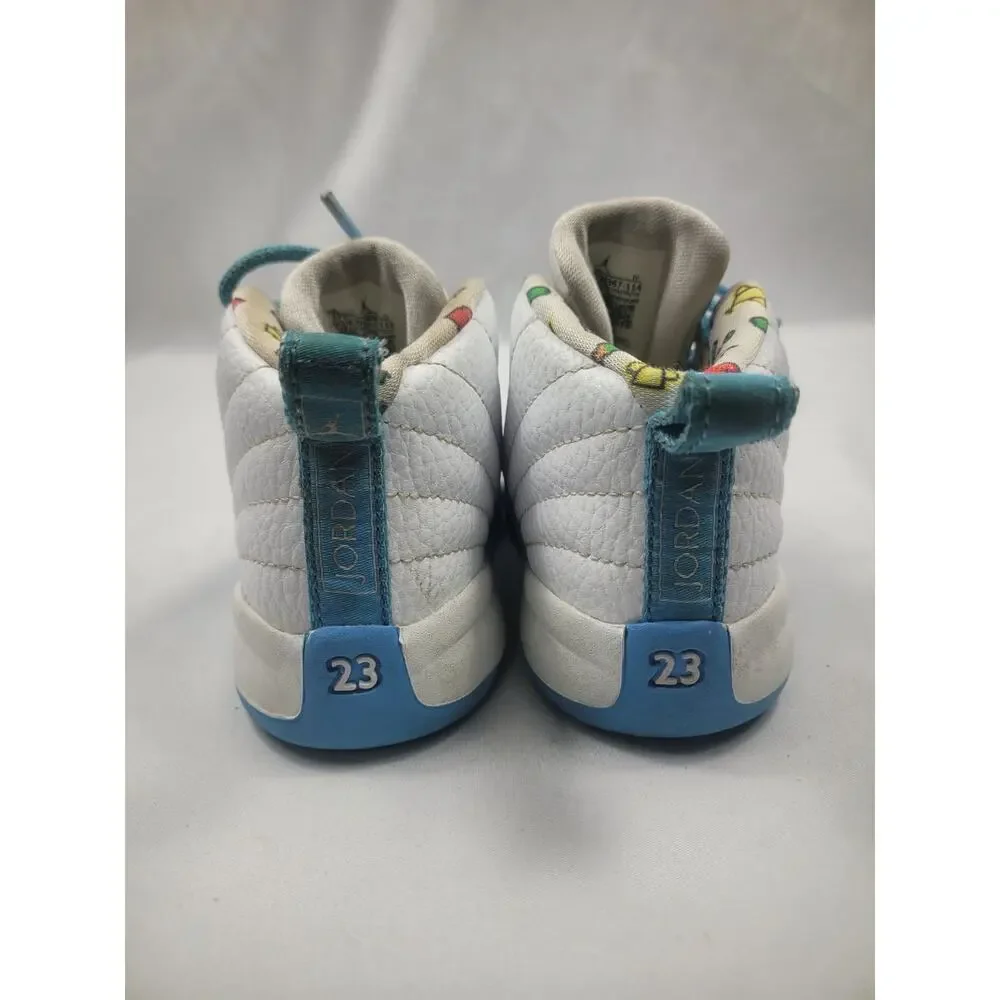 Jordan Retro 12 White/University Blue Emoji Toddler Size 7C Shoes DQ4367-114